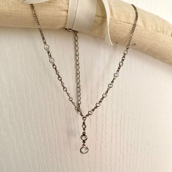 Vintage Silver Tone Necklace with Transparent Bead Detail - Picture 3 of 7